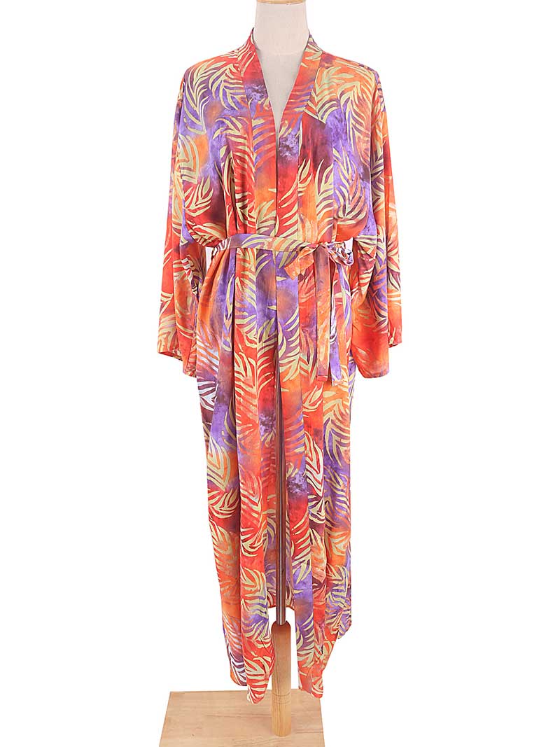Printed Different Colors Rayon Long Length Gown Kimono Duster Robe - Image 4