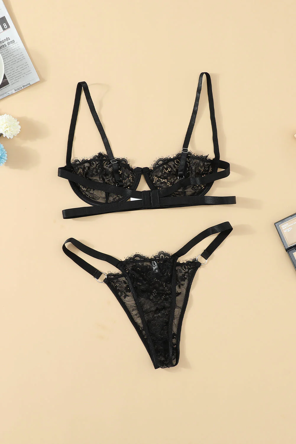 Neon Lace Balconette Bralette Lingerie Set - Image 34
