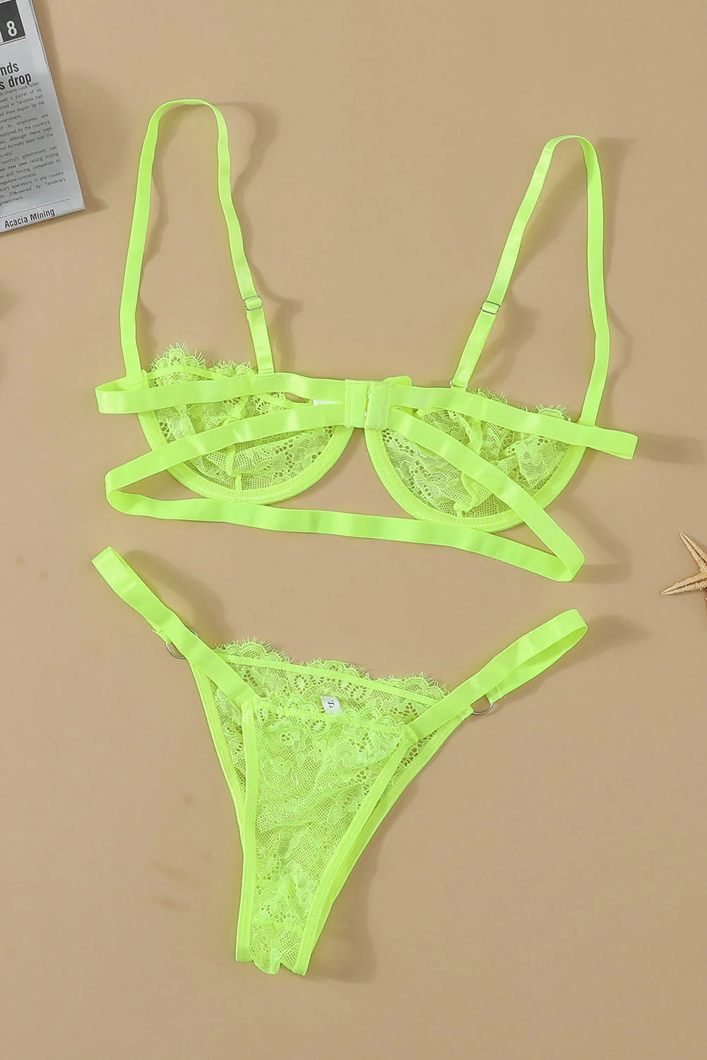 Neon Lace Balconette Bralette Lingerie Set - Image 59