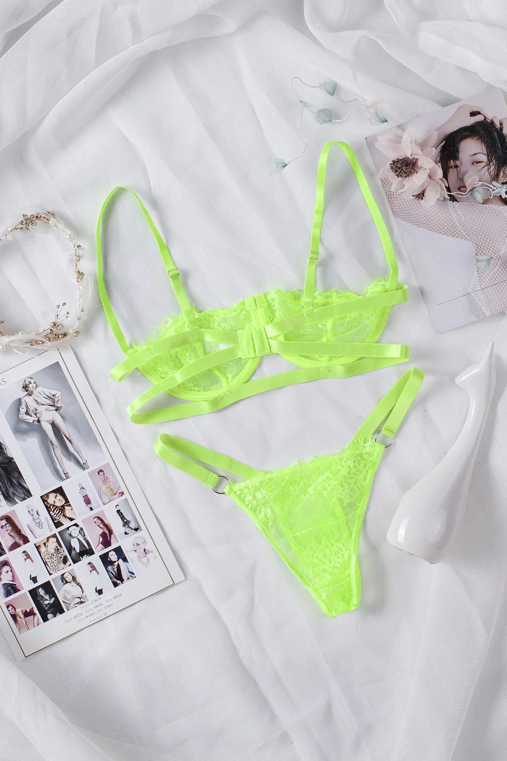 Neon Lace Balconette Bralette Lingerie Set - Image 70
