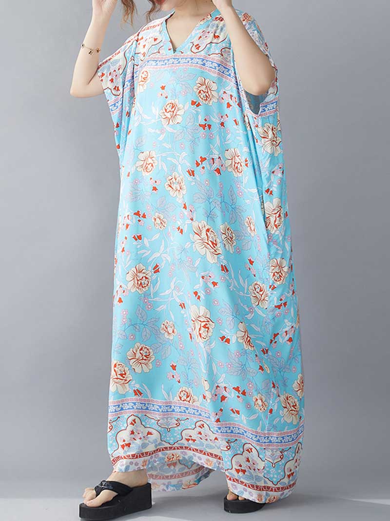 Never Look Back Floral Printed Kaftan Dress - Image 4