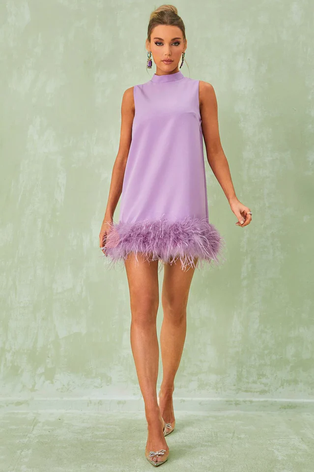 Nisha Feather Mini Dress - Image 9