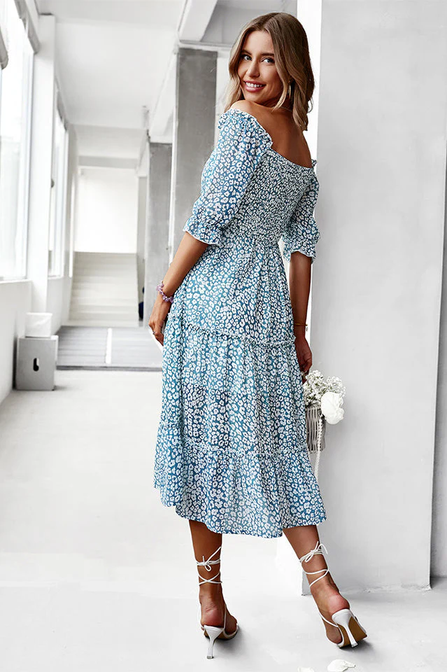 Off Shoulder Smocked Midi Dress - Image 12