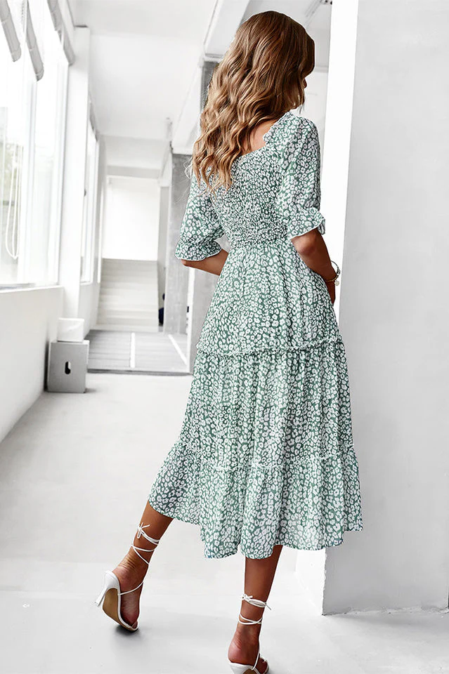 Off Shoulder Smocked Midi Dress - Image 4