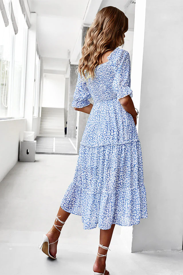 Off Shoulder Smocked Midi Dress - Image 8