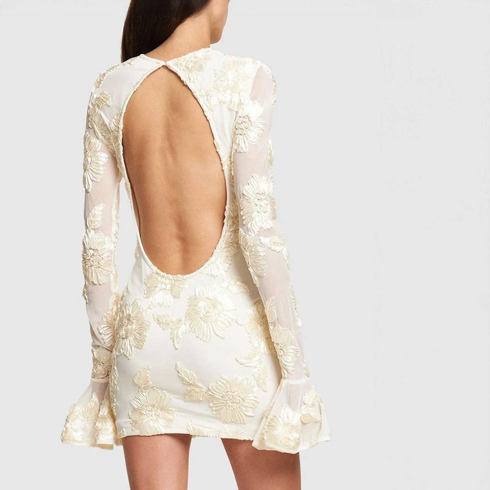 OPEN Back Mini Dress with Flowers - Image 6