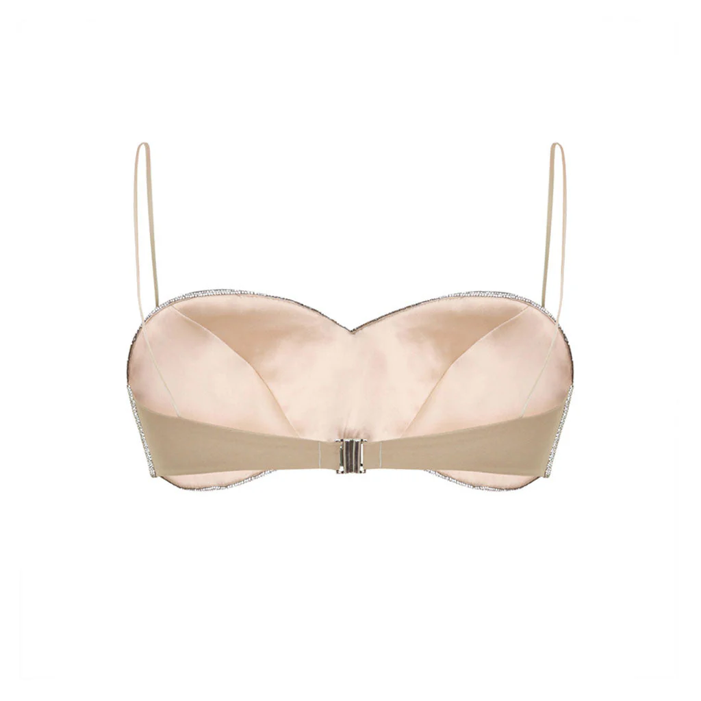 Opulent Sweetheart Neck Spaghetti Strap Silver Crystal Embellished Bra Top - Image 5