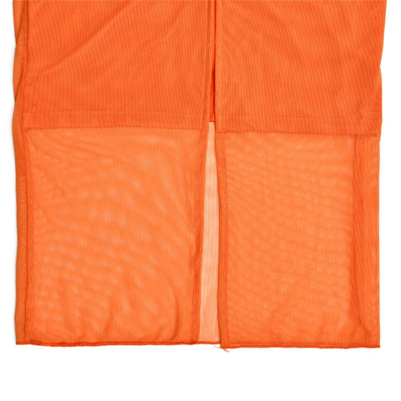 AKEMI ORANGE BODYCON MAXI Dress with STRAPS - Image 13