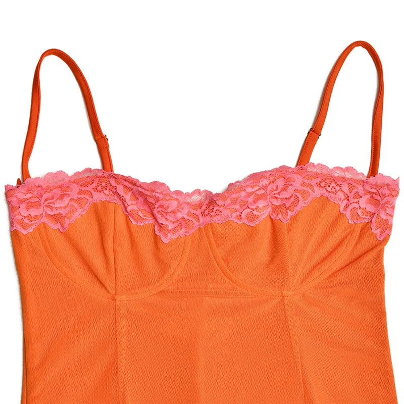 AKEMI ORANGE BODYCON MAXI Dress with STRAPS - Image 9