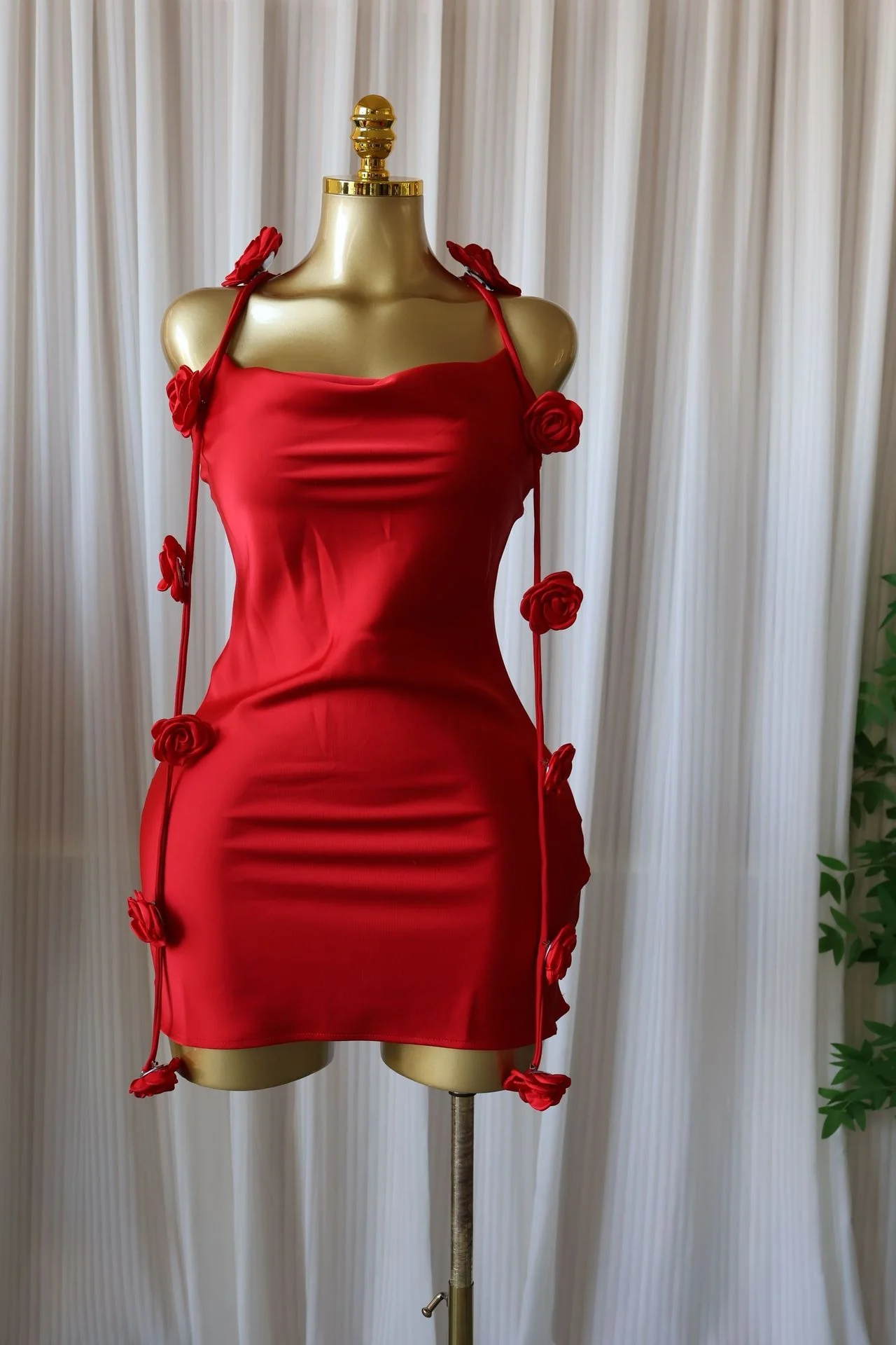 Otillie Rose Halter Satin Mini Dress