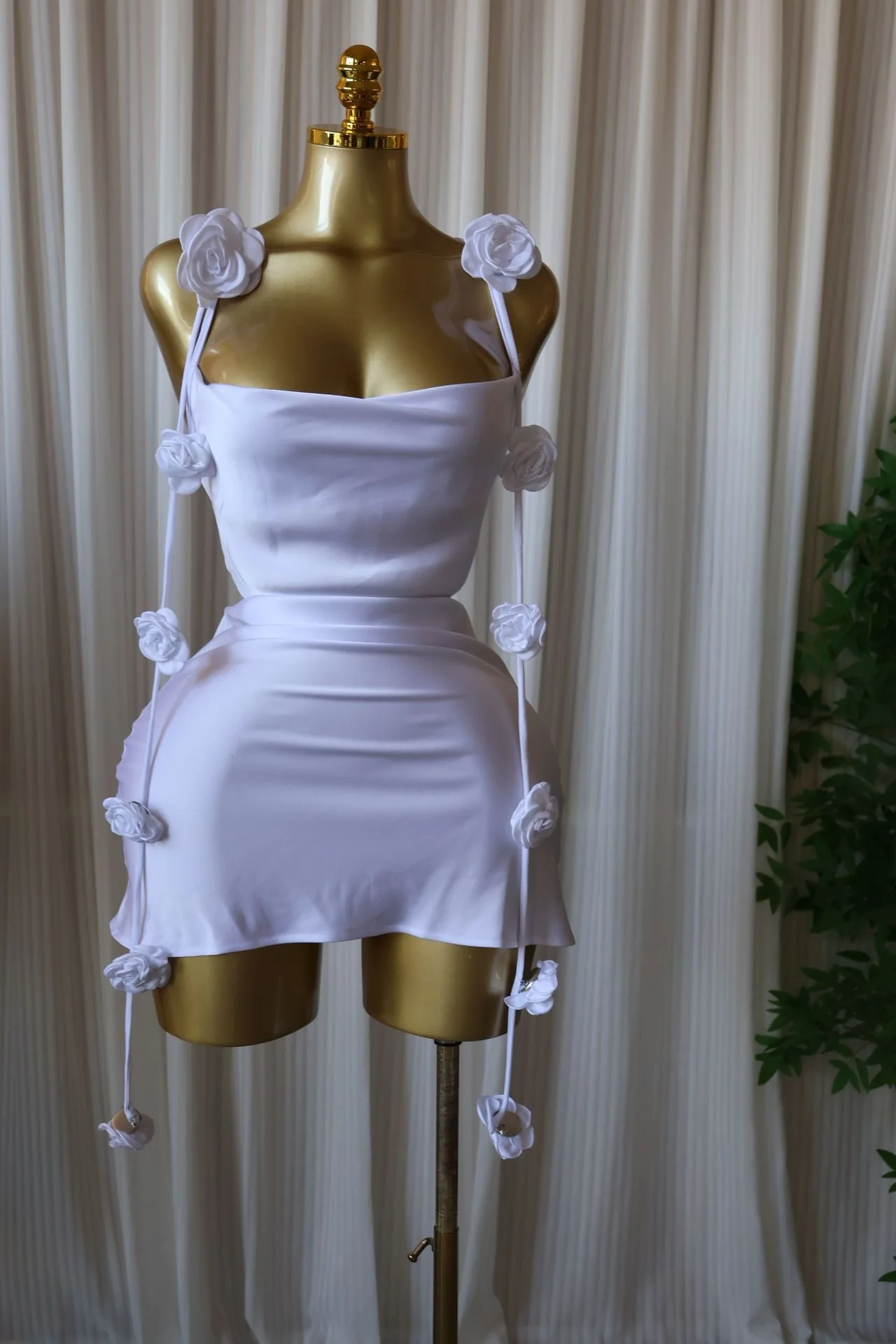 Otillie Rose Halter Satin Mini Dress - Image 2