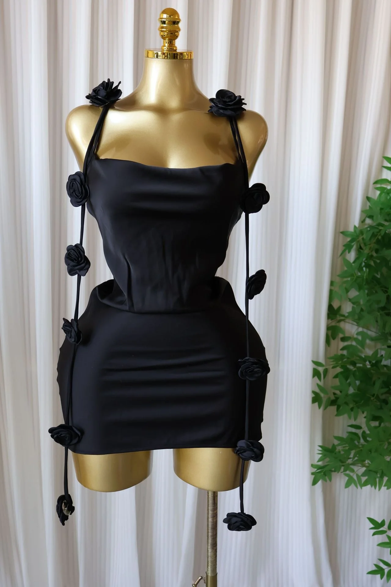 Otillie Rose Halter Satin Mini Dress - Image 3