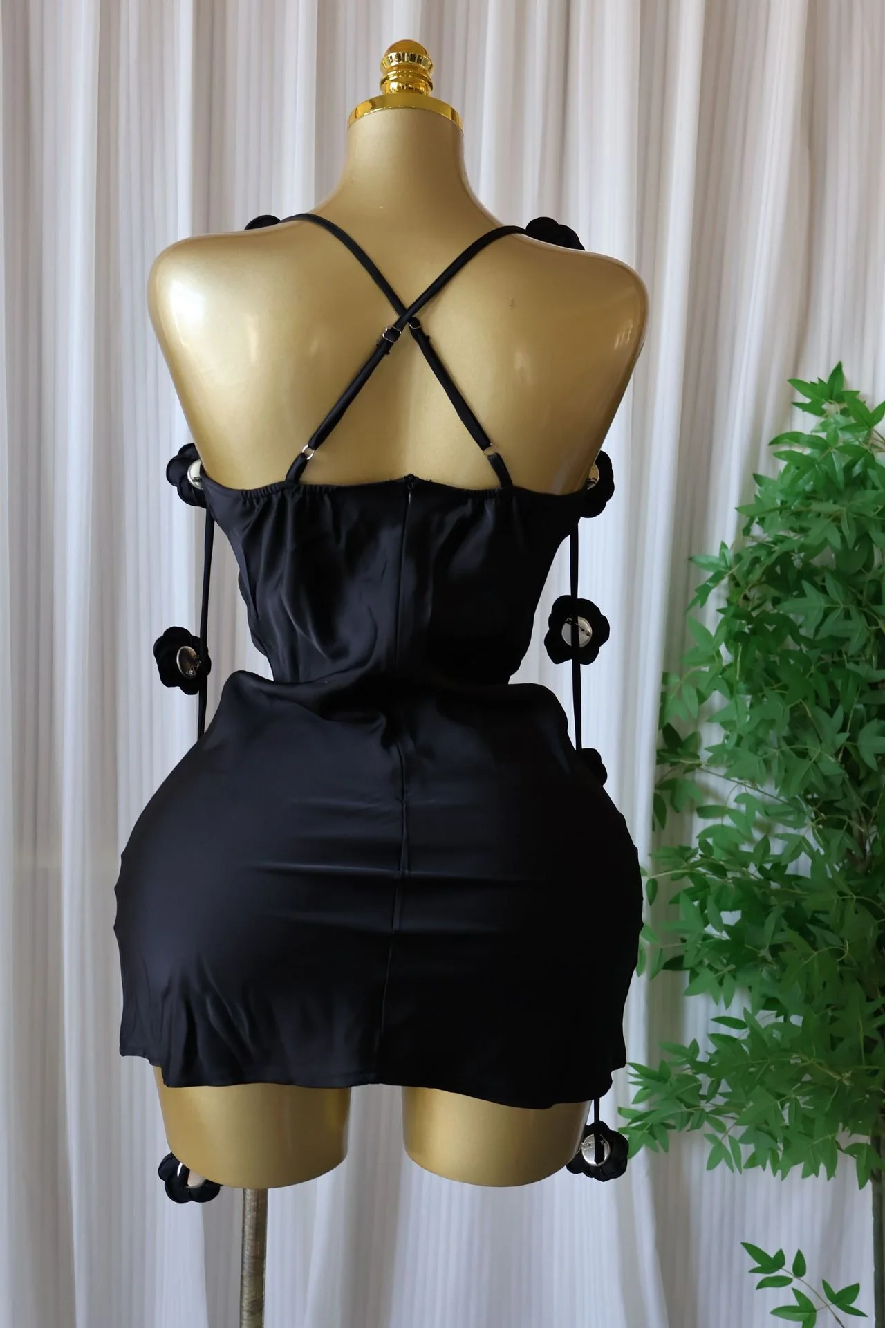 Otillie Rose Halter Satin Mini Dress - Image 4