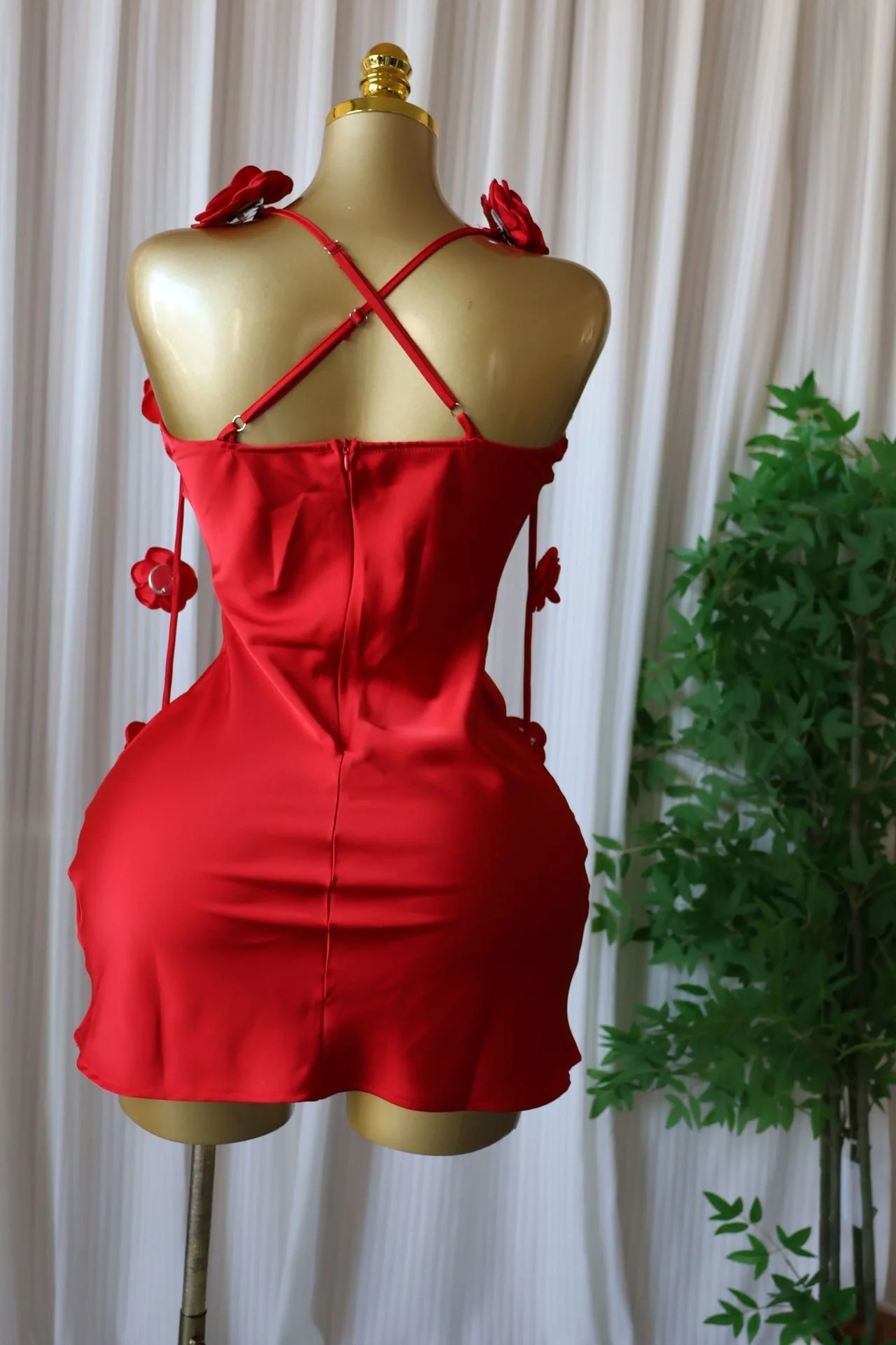 Otillie Rose Halter Satin Mini Dress - Image 5