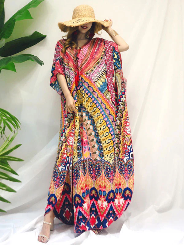 Over Again Abstract Print Loose Bohemian Maxi Dress - Image 2