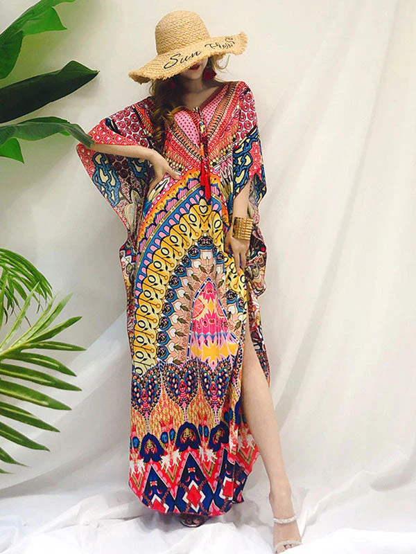 Over Again Abstract Print Loose Bohemian Maxi Dress - Image 3