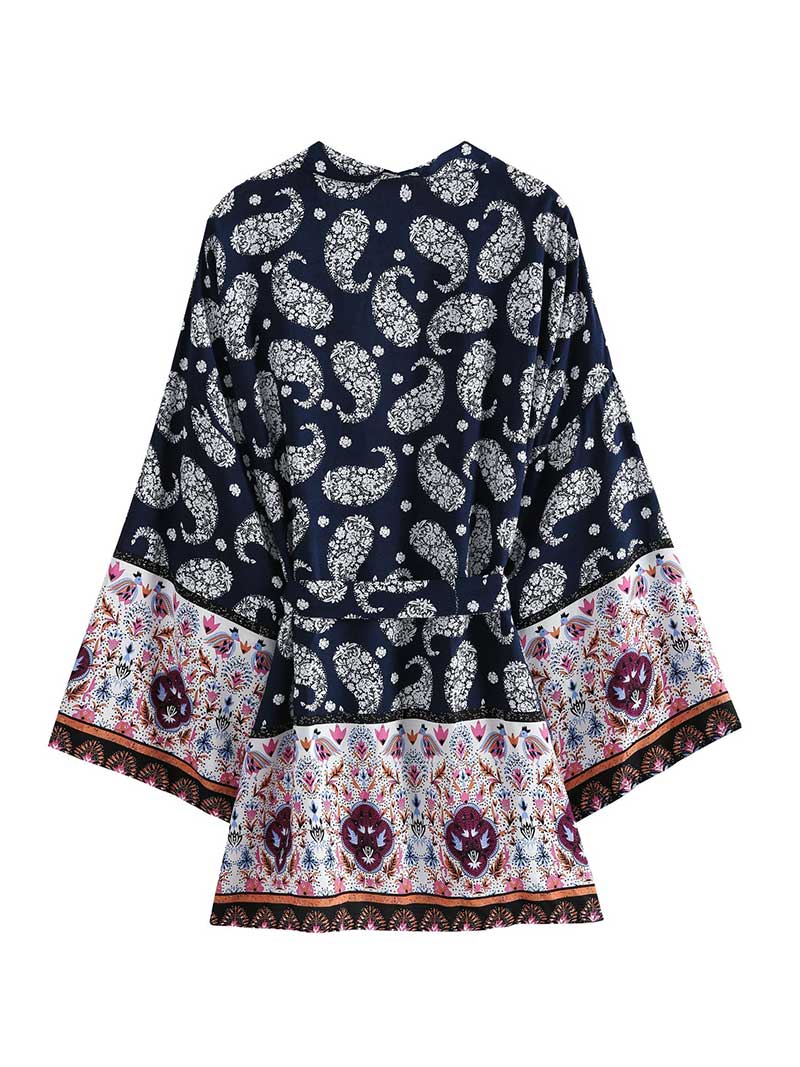 Paisley Print Short Length Kimono Gown Robe - Image 2