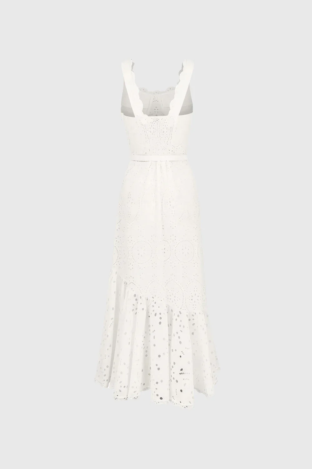 Patterned Irregular Midi Dress - White