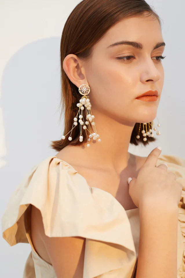 Pearl Pendant Drop Earrings - Image 6