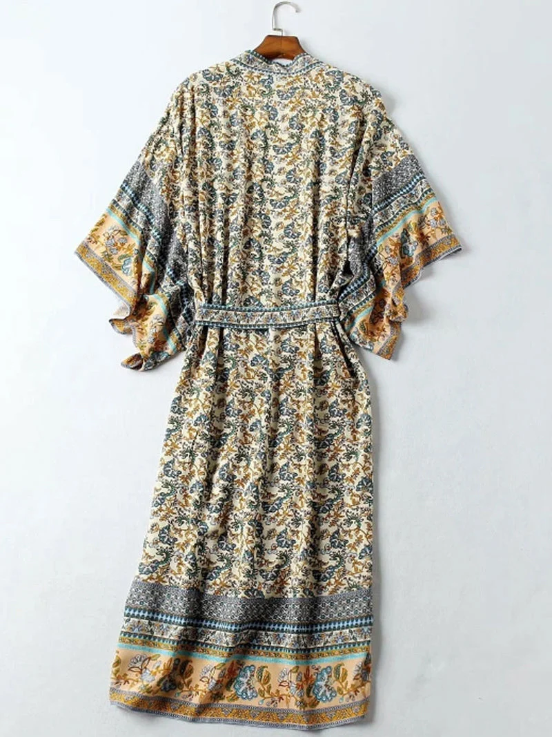 Pebble Beachwear Cotton Long Length Gown Robe Kimono - Image 2