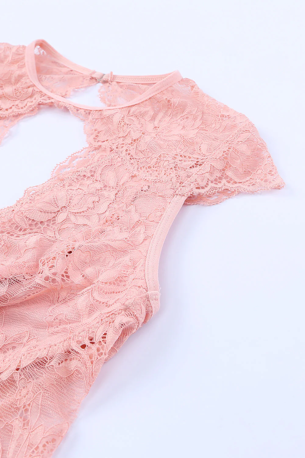 Pink 2Pcs Cutout Lace Bustier Lingerie Set - Image 12