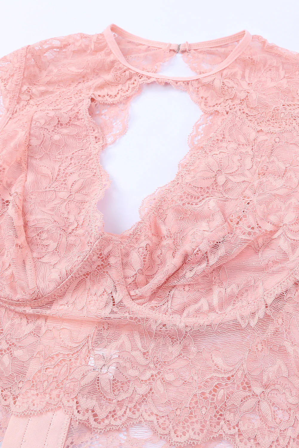 Pink 2Pcs Cutout Lace Bustier Lingerie Set - Image 13