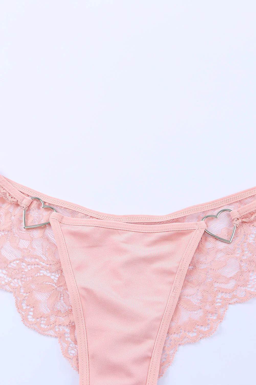Pink 2Pcs Cutout Lace Bustier Lingerie Set - Image 9