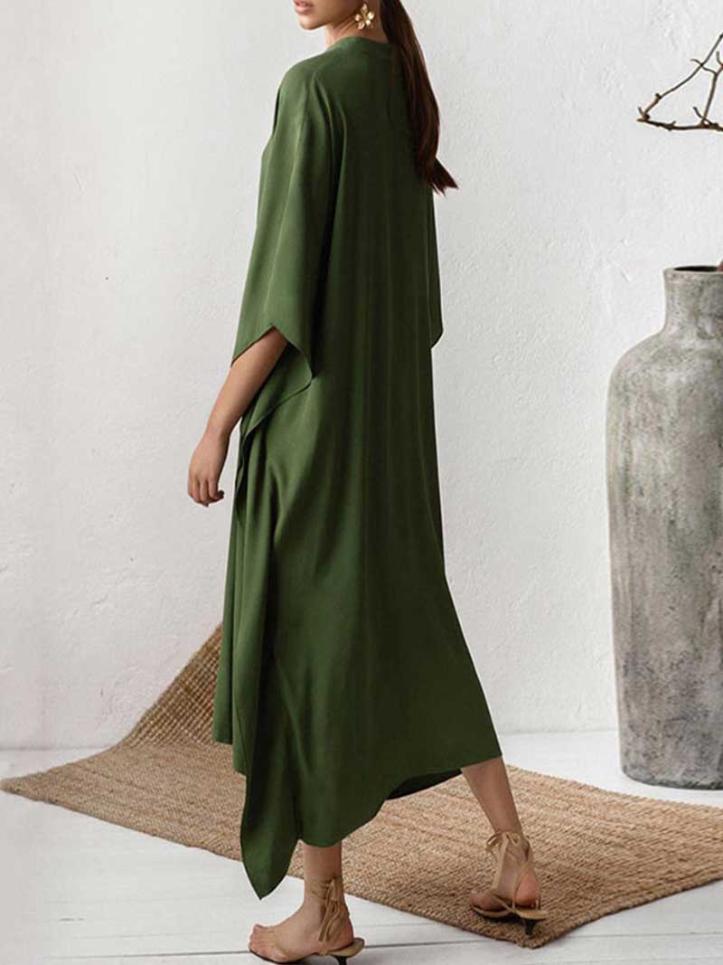 Plain Polyester Long Sleeves Kaftan Dress - Image 6