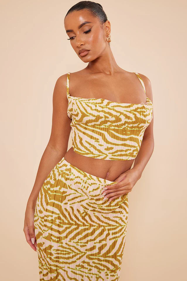 Plisse Strappy Cow Neck Top + Skirt Set - Image 20