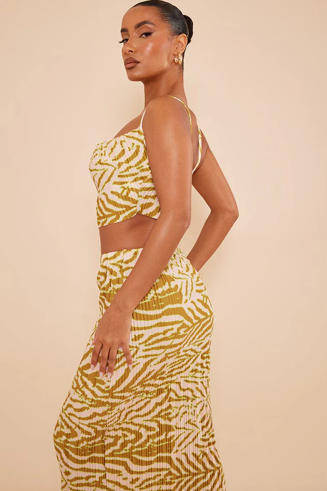 Plisse Strappy Cow Neck Top + Skirt Set - Image 21