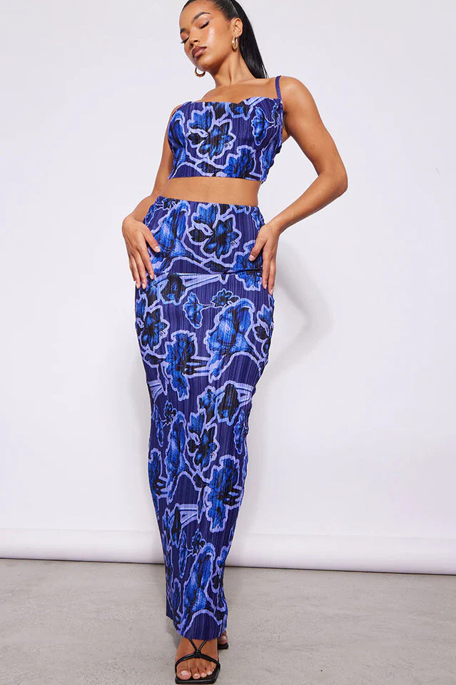 Plisse Strappy Cow Neck Top + Skirt Set - Image 23