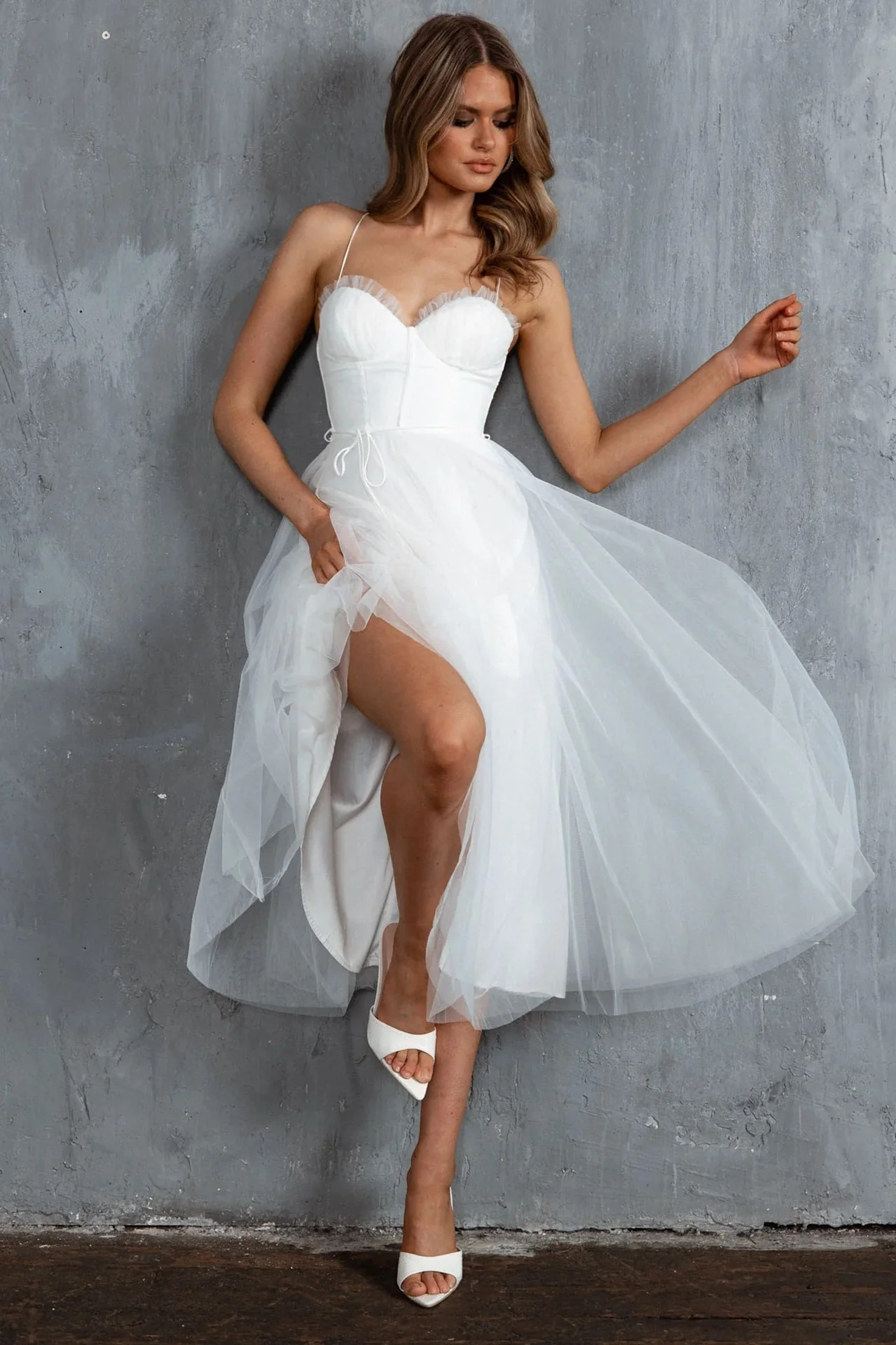 Plunging Neck Backless Mesh Midi Dress - Image 2