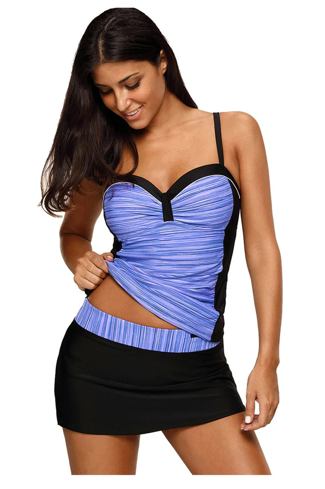 Plus Size Ruched Tankini With Skirt - Image 6