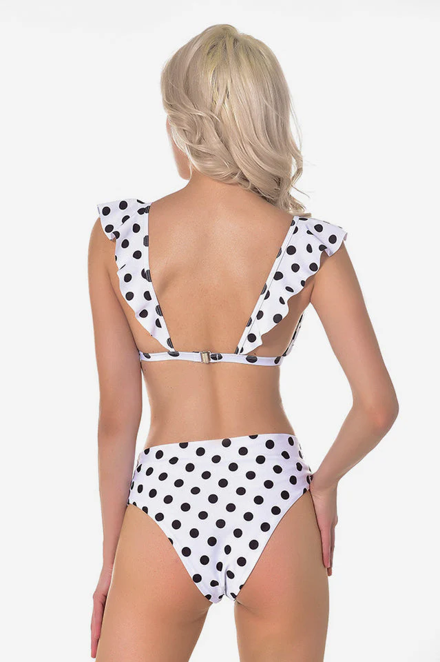 Polka Dot High Waist Ruffle Bikini - Image 6