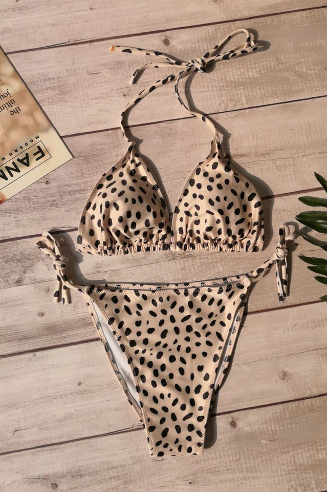 Polka Dot Print Push Up Brazilian Swimsuit - Image 9