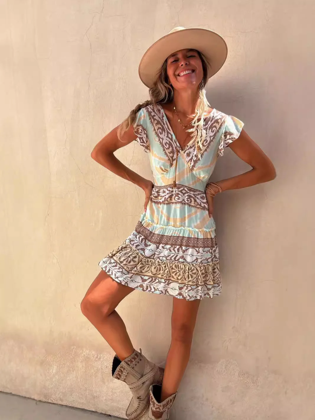 Positioned Print Ruffle Pendant Dress - Image 2