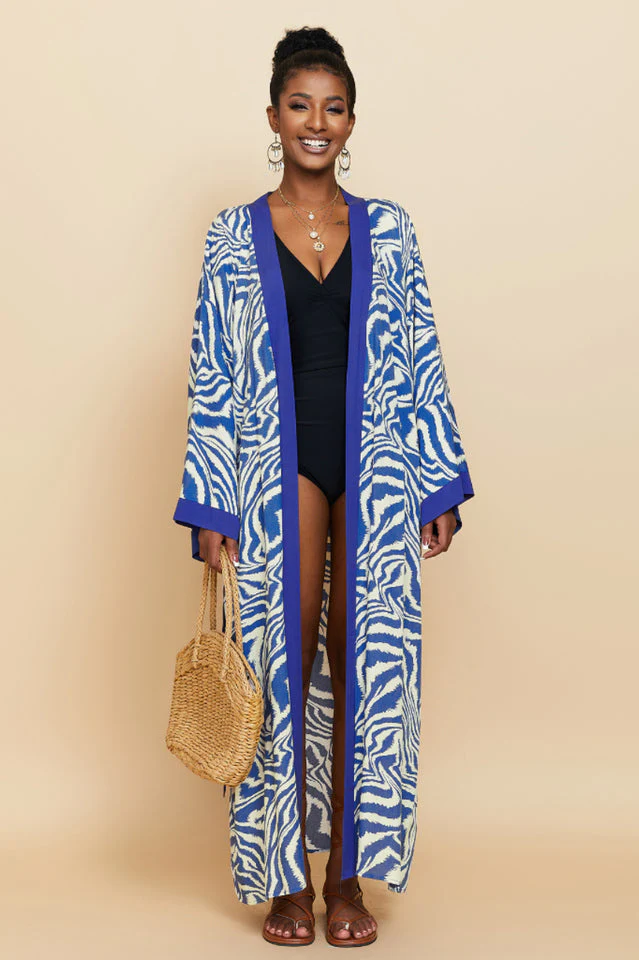 Print Belted Kimono Dress - Image 10