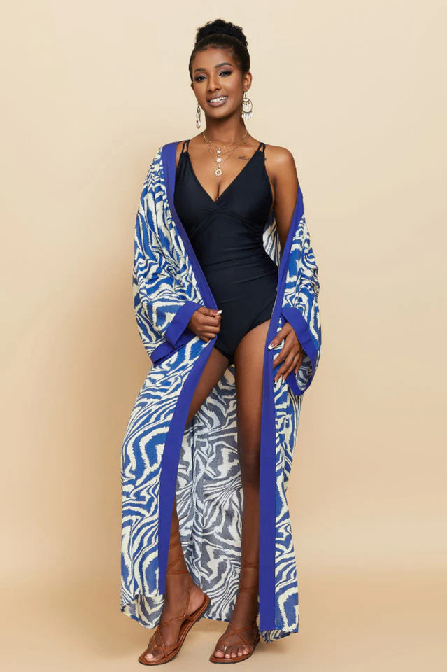 Print Belted Kimono Dress - Image 11