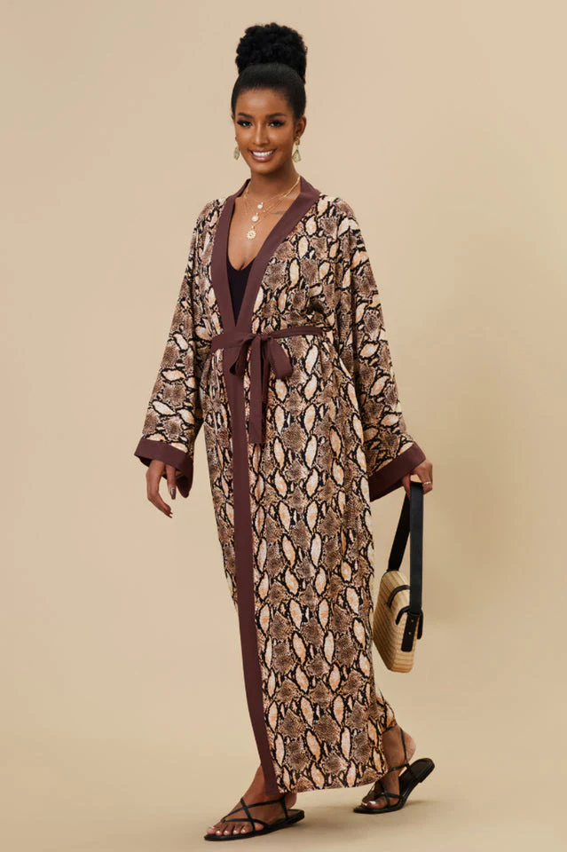 Print Belted Kimono Dress - Image 17