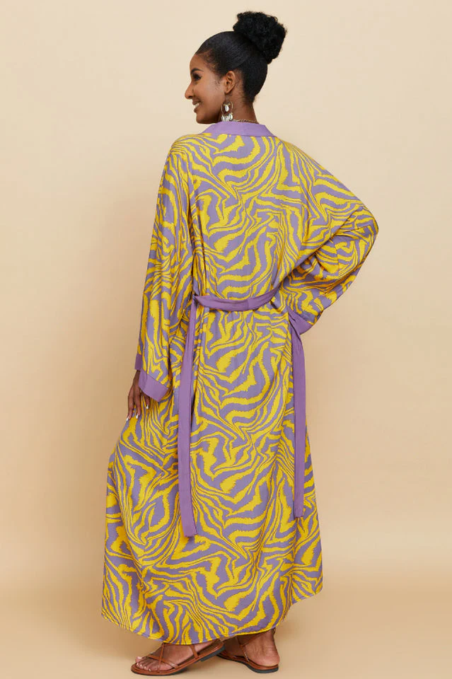 Print Belted Kimono Dress - Image 2