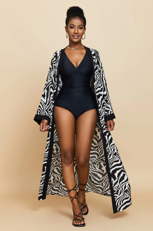 Print Belted Kimono Dress - Image 7