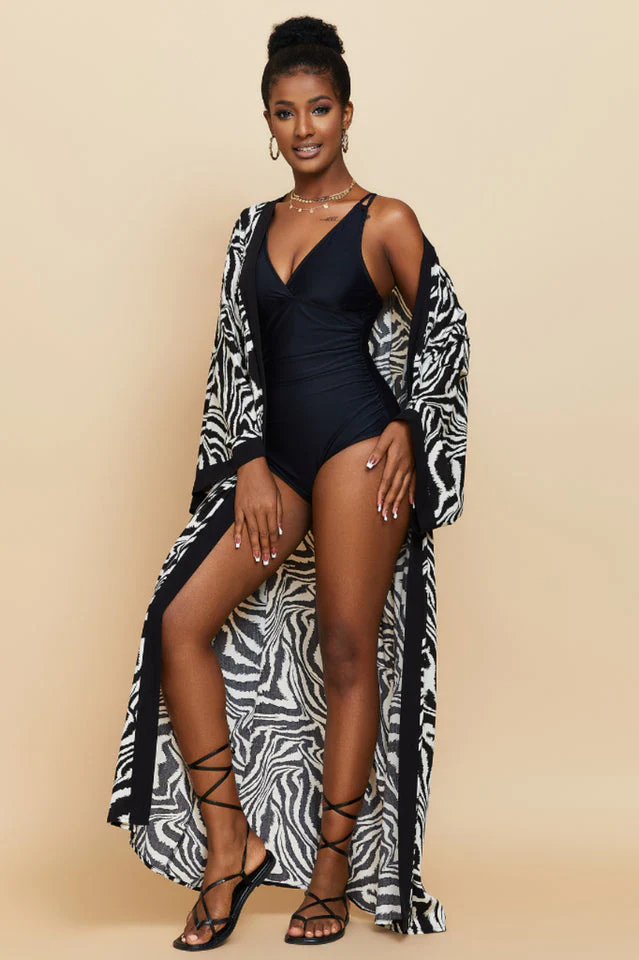 Print Belted Kimono Dress - Image 8