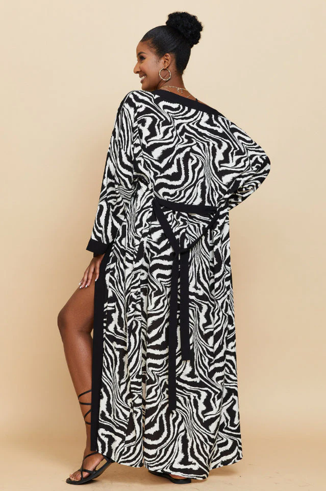 Print Belted Kimono Dress - Image 9