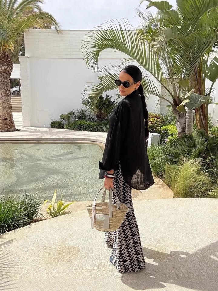 Printed Hip-Hugging Flared Pants - Image 5