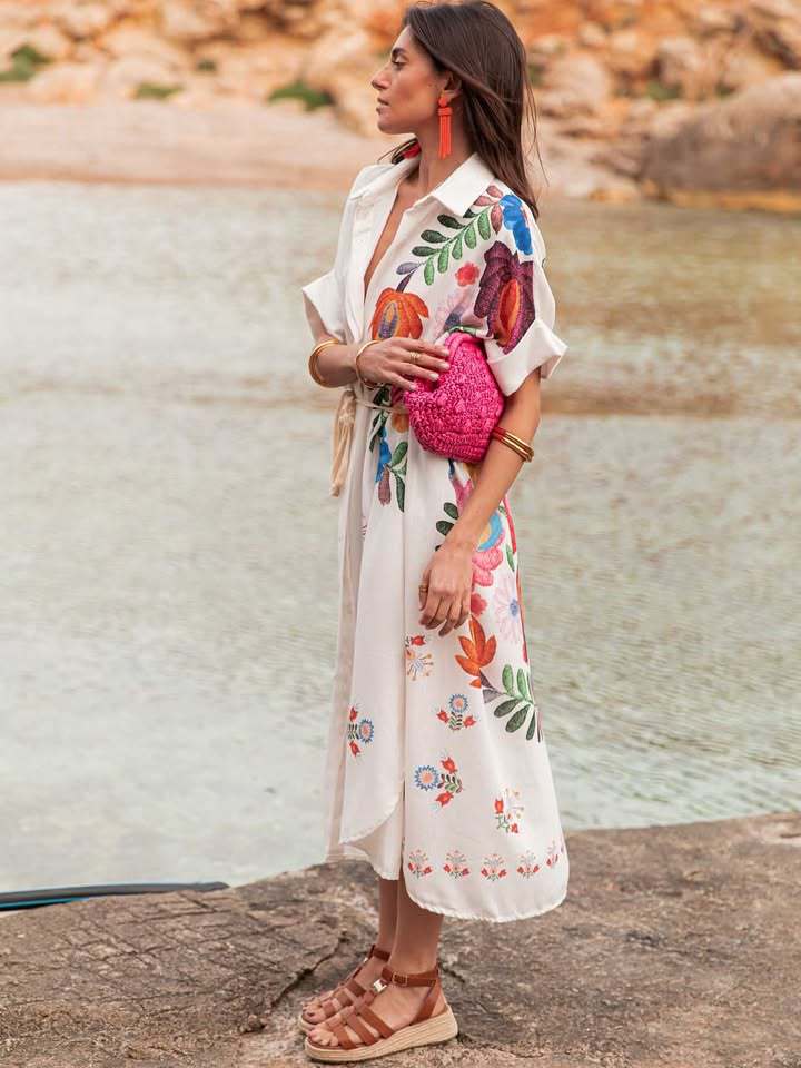 Printed Loose Beach Dress - Image 5