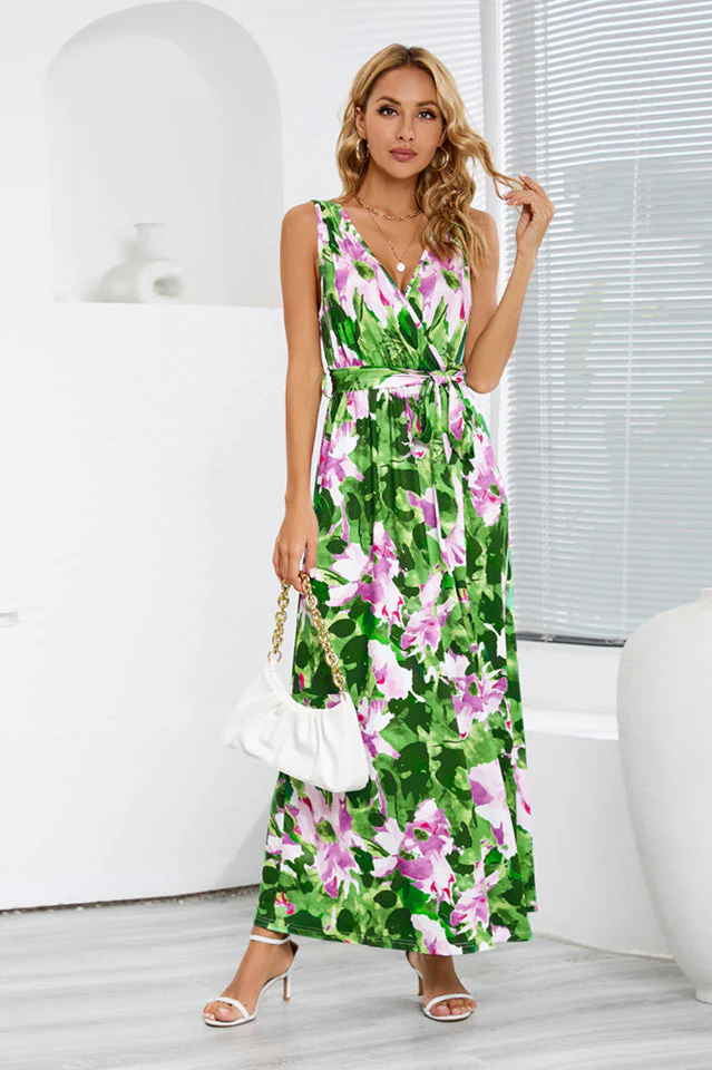 Printed Thigh-Slit Maxi Dress - Image 7