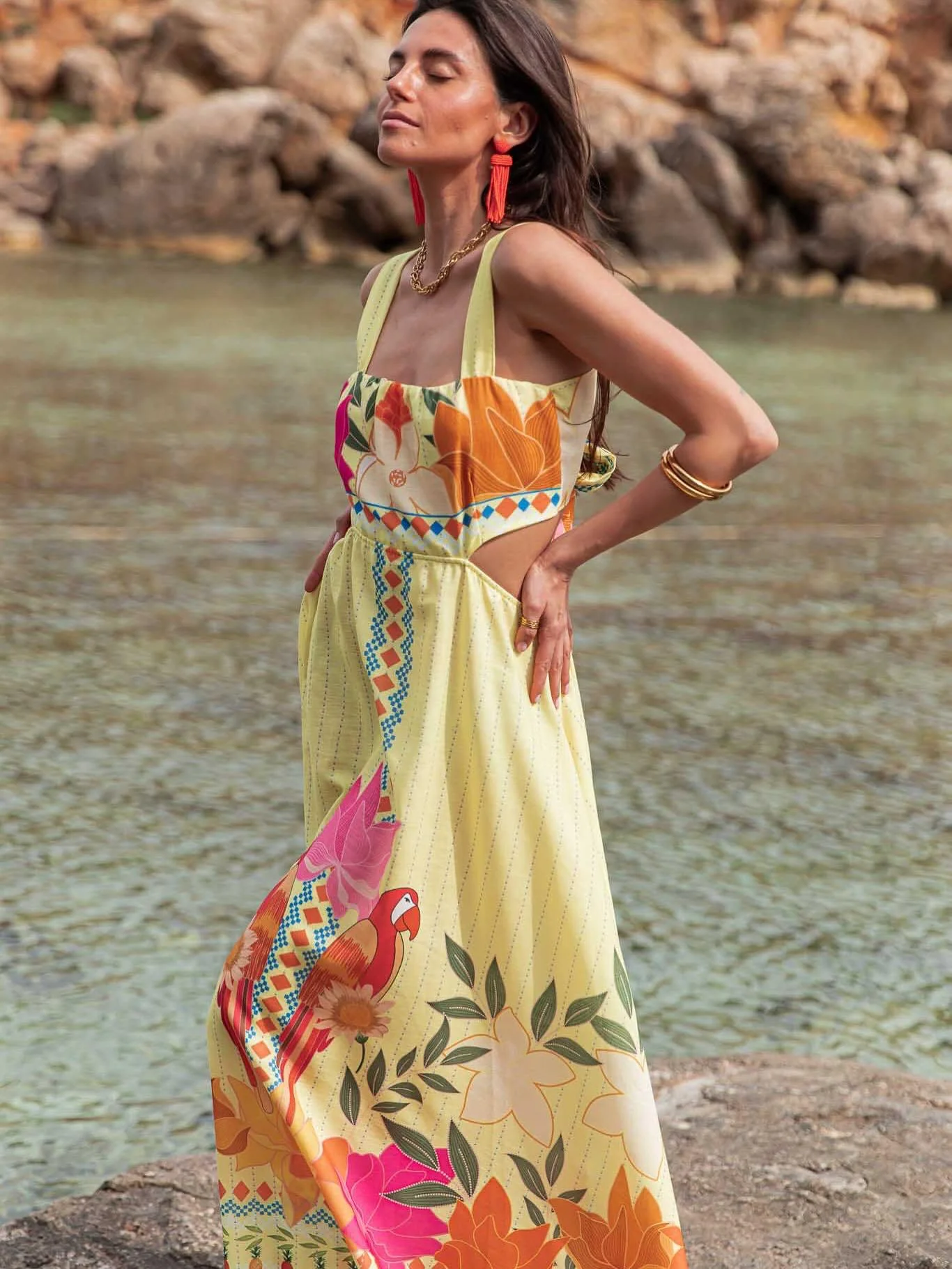 Printed Waist-Baring Maxi Dress - Image 6