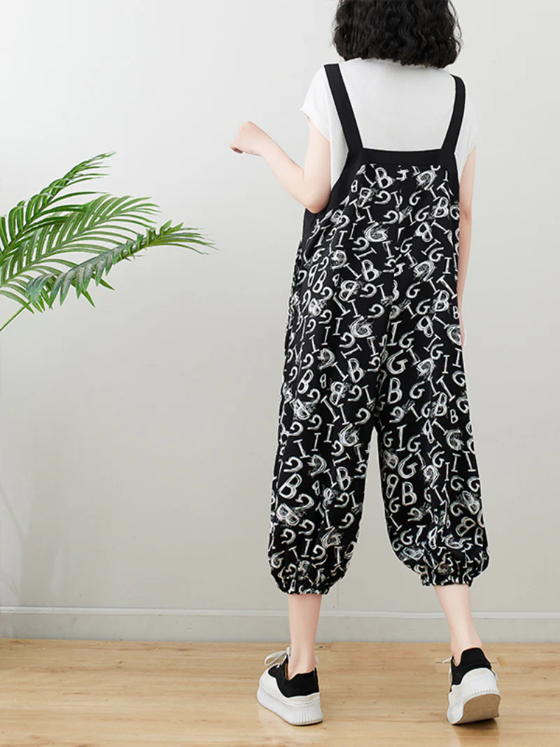 Pure Soul Black Cotton Baggy Dungarees - Image 2