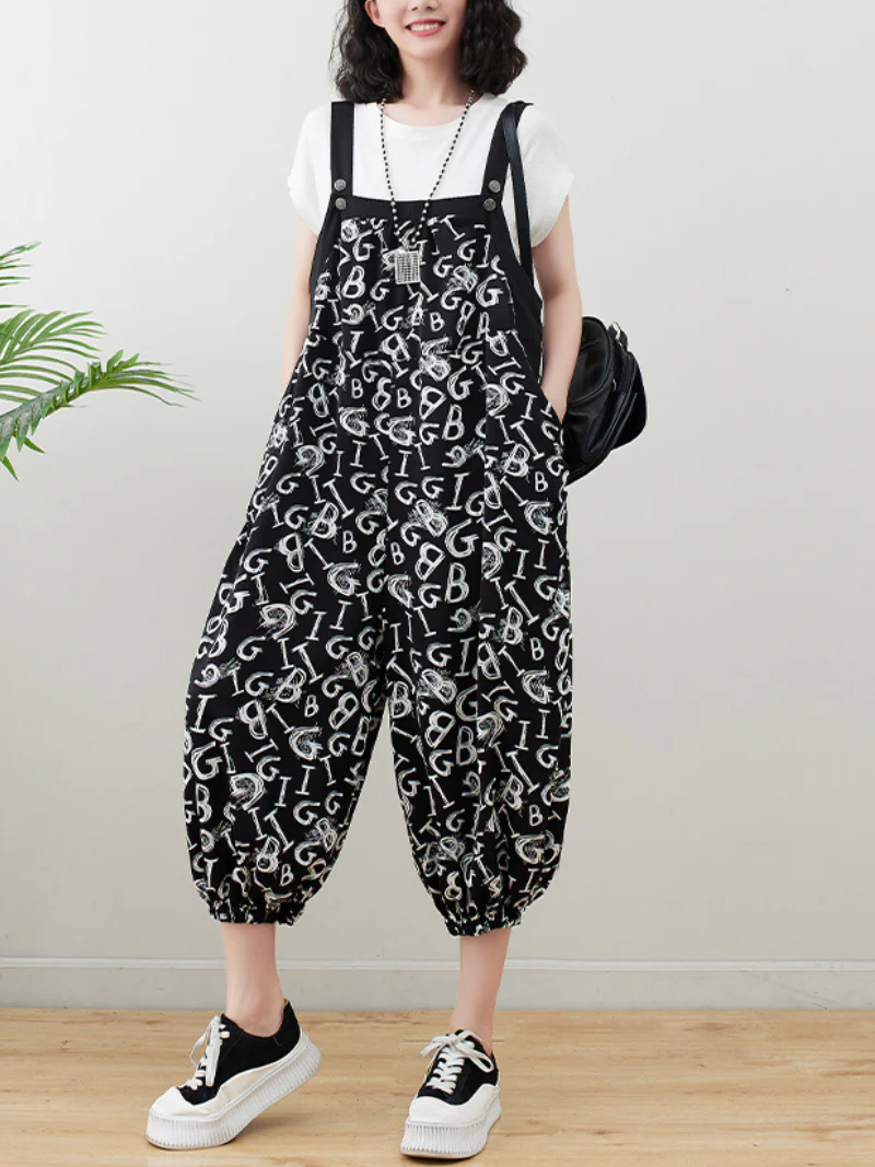 Pure Soul Black Cotton Baggy Dungarees - Image 5