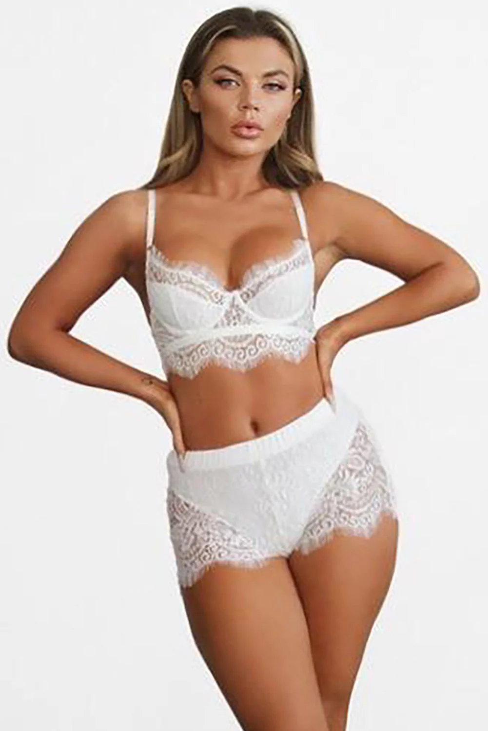 Push Up Lace Bralette And Short Set - Image 3